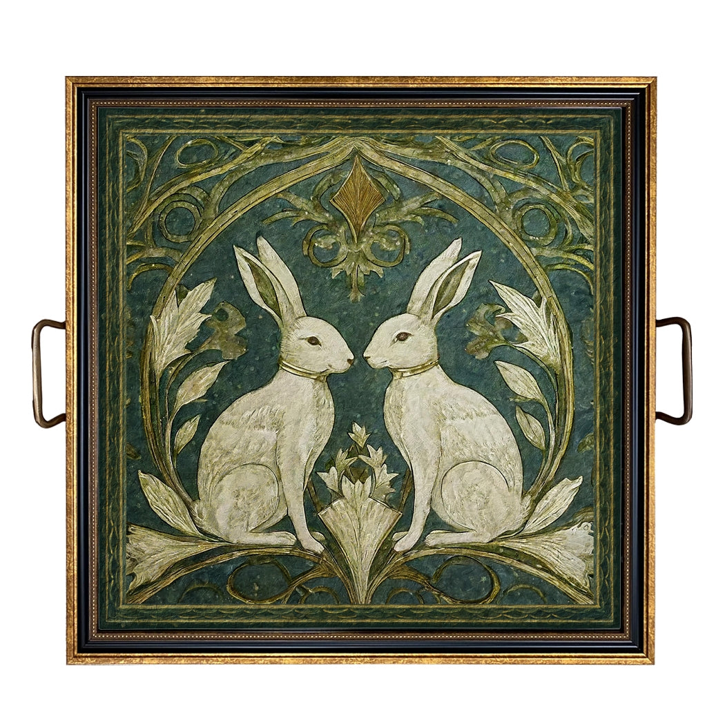 Twin Rabbits Decorative Tray
