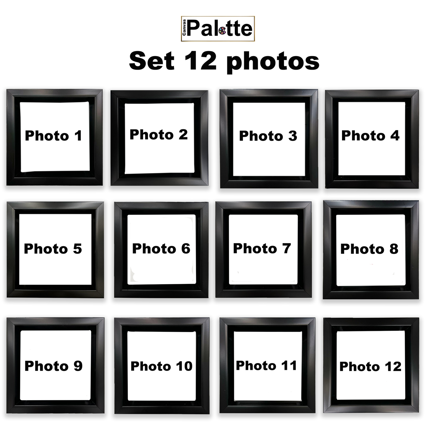 Leinwandbild-Set mit 12 gerahmten Quadraten