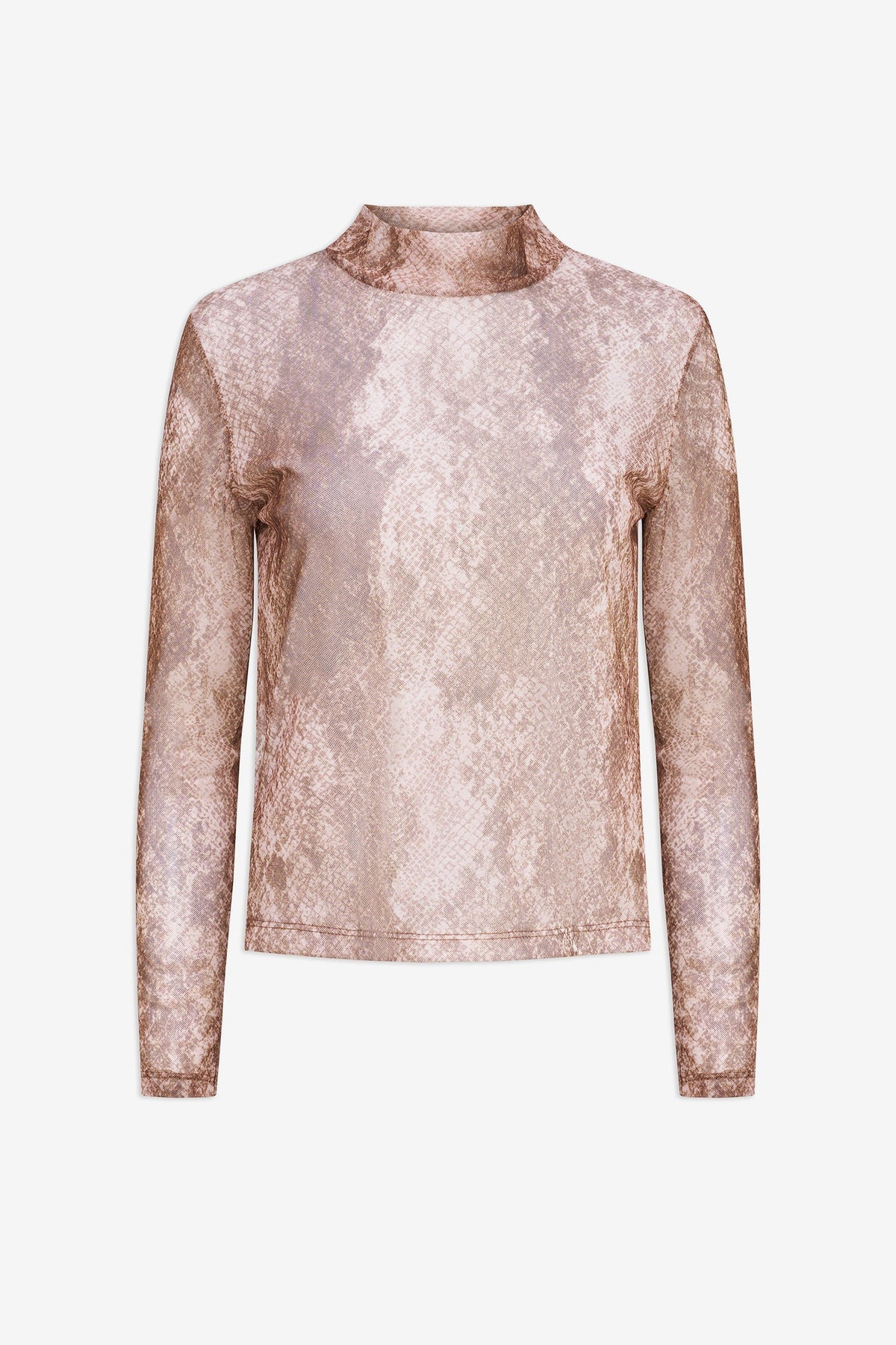 Women's Printed Mesh-Knit Mock-Neck Top
