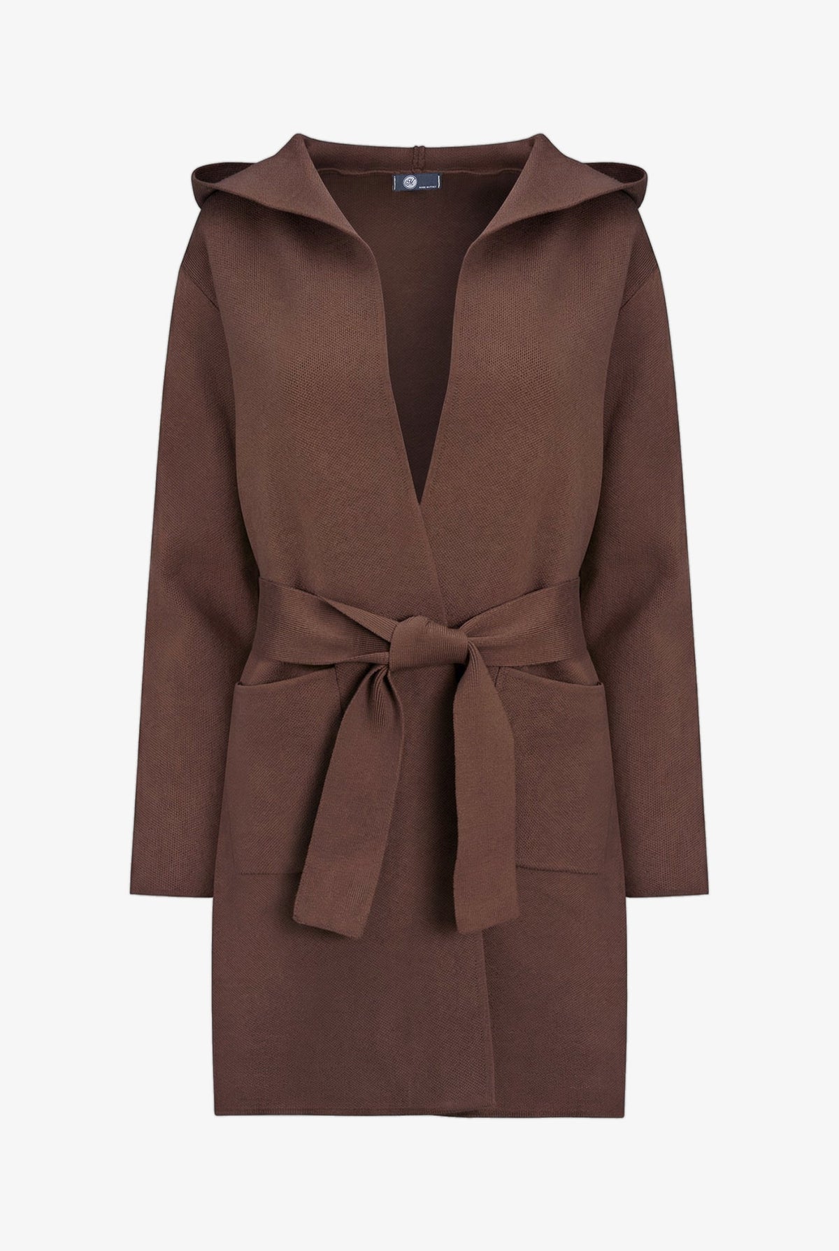 Women's Hooded Cardigan, Long Sleeves, Patch Pockets & Removable Belt