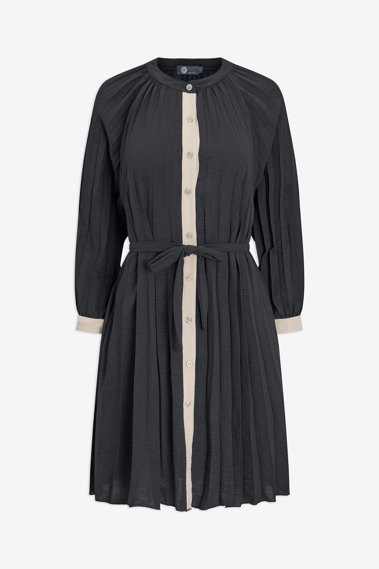 Women's Color-Block Pleated Shirt Dress