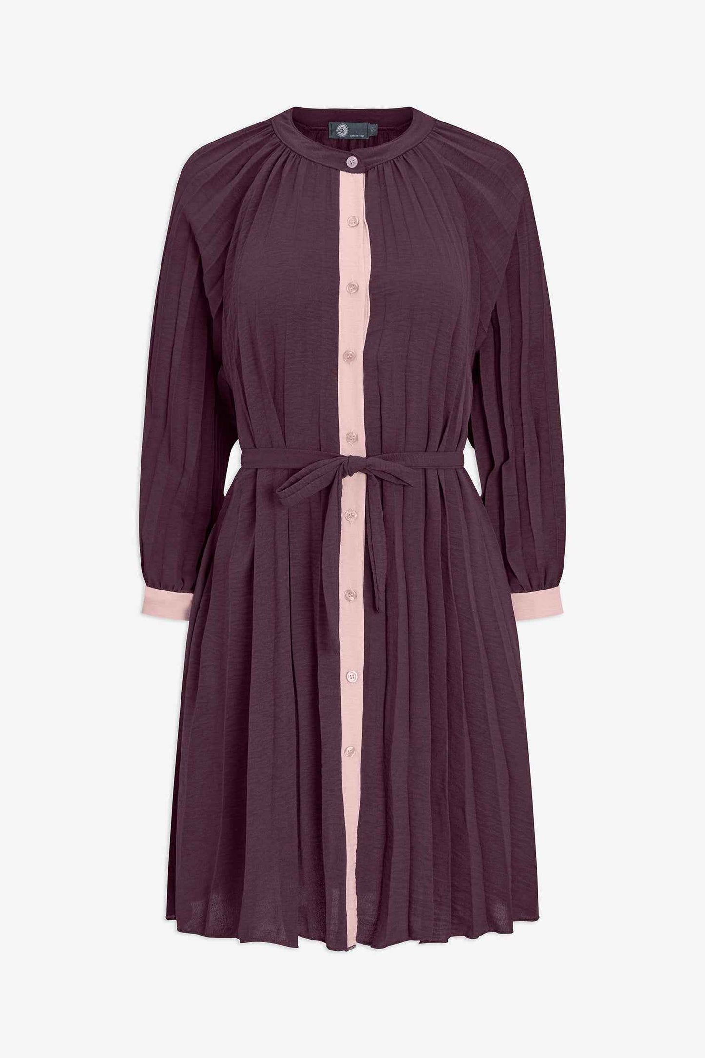 Women's Color-Block Pleated Shirt Dress