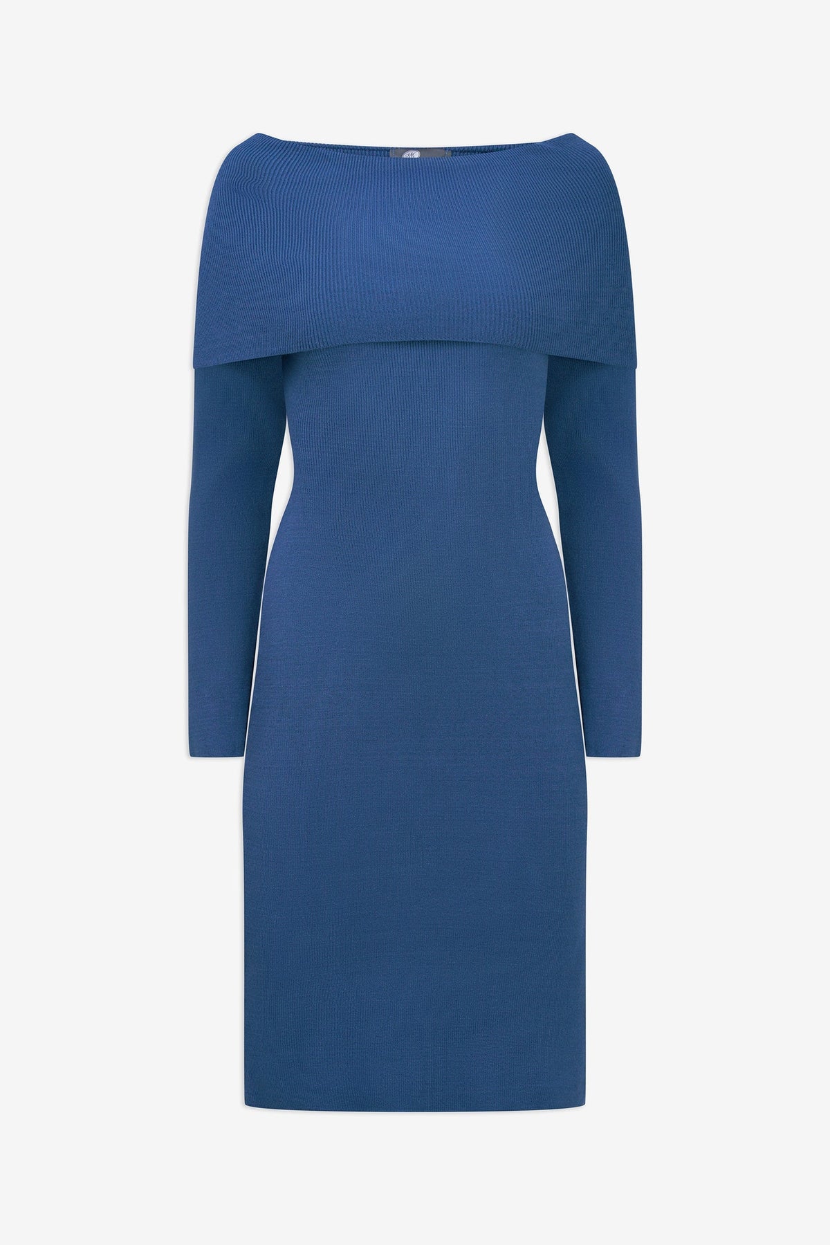 Women's Knit Off-Shoulder Dress with Foldover Neckline & Long Sleeves