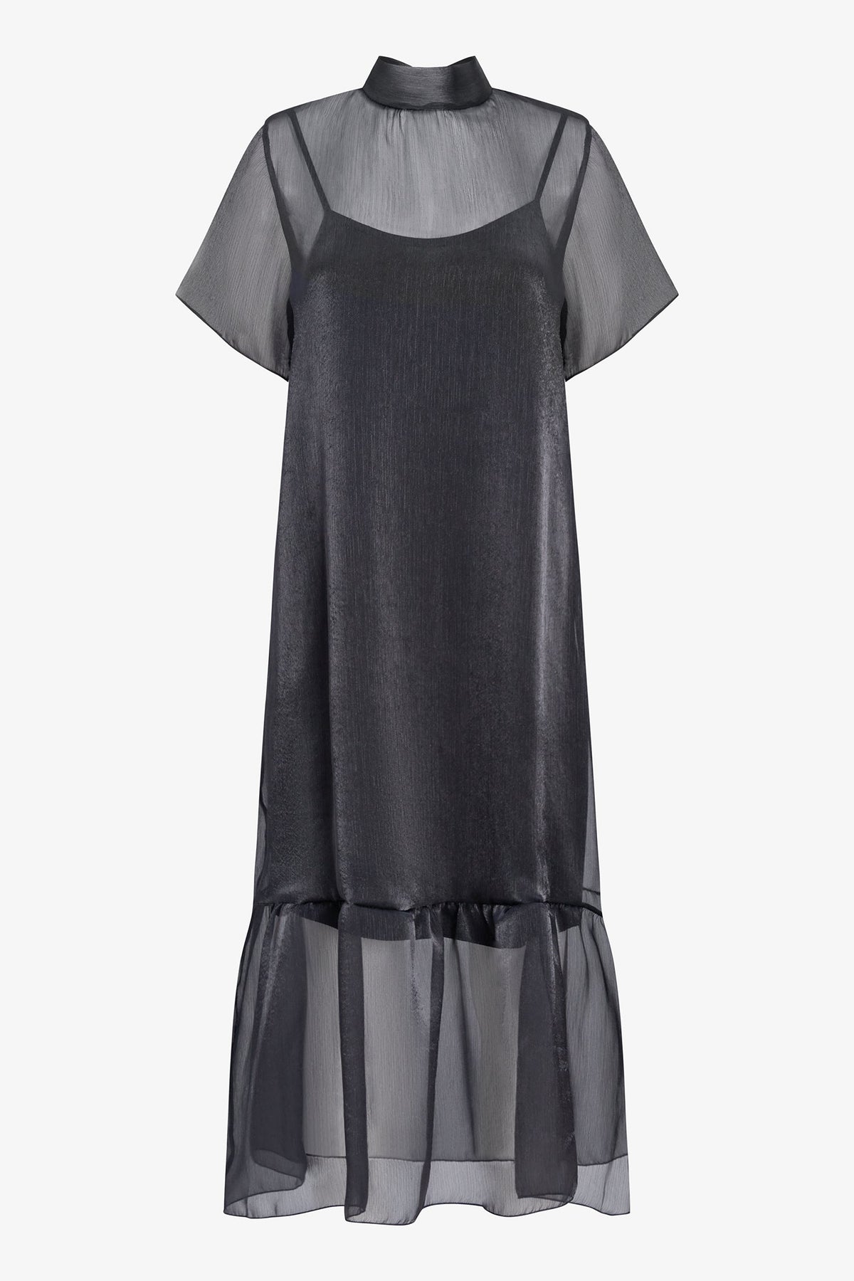 Women's Short-Sleeve Turtleneck Dress, Tie-Back Bow & Ruffle Hem