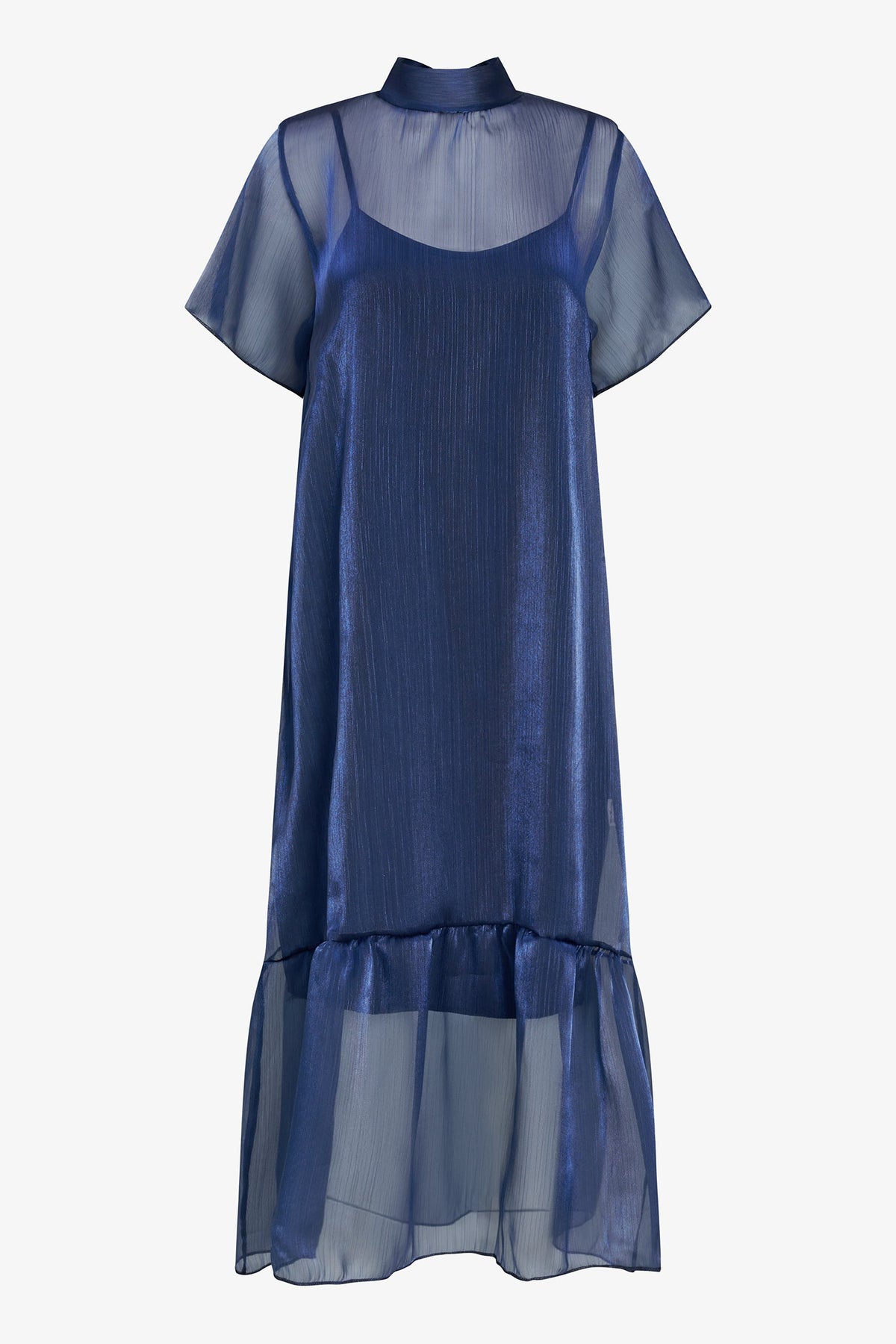 Women's Short-Sleeve Turtleneck Dress, Tie-Back Bow & Ruffle Hem