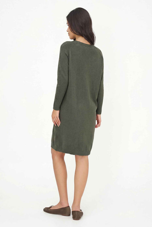 Women's Knit Scoop-Neck Dress, Long Raglan Sleeves & Patch Pockets