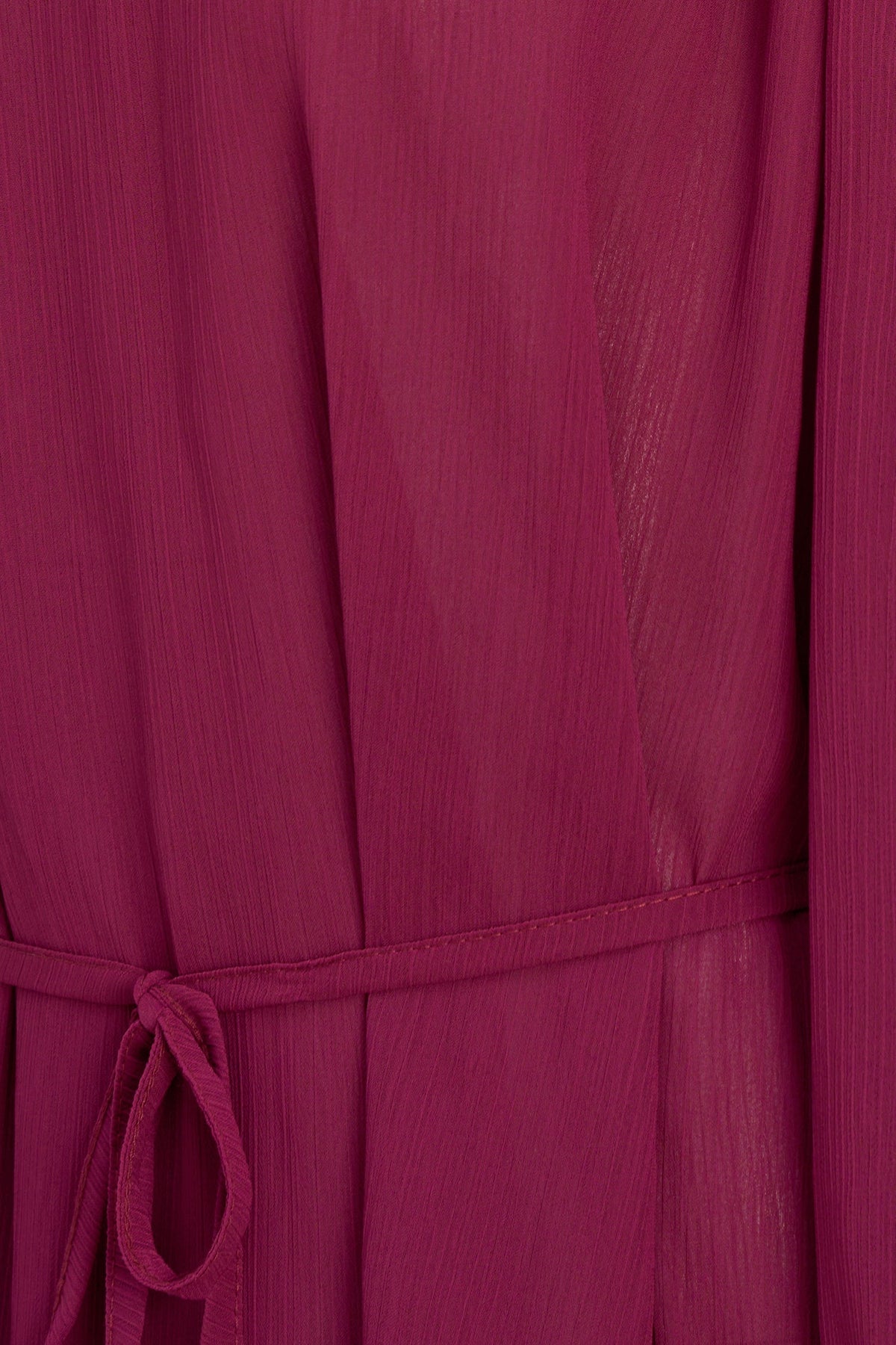 Women's Woven V-Neck Dress, Long Sleeves & Removable String Belt