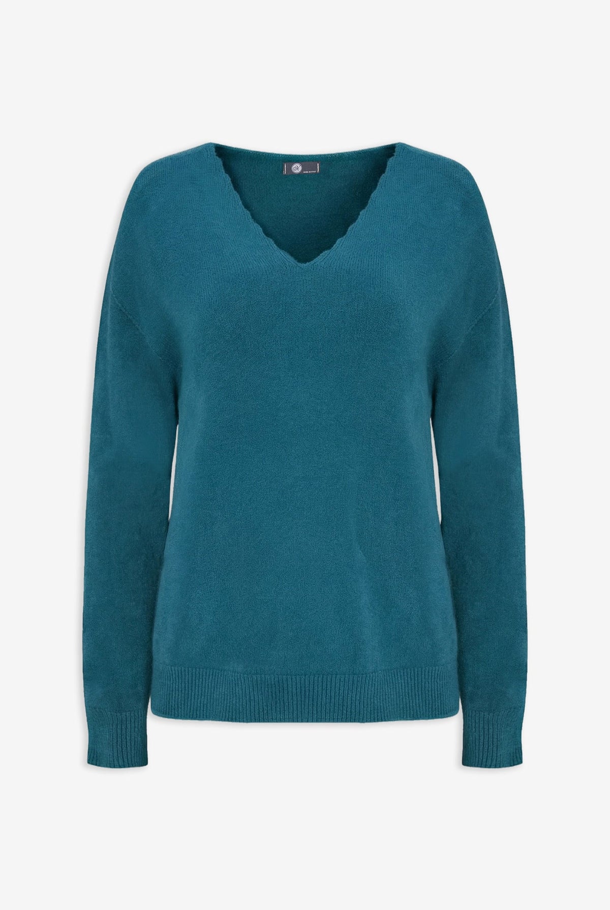 Women's Scalloped V-Neck Tunic Sweater