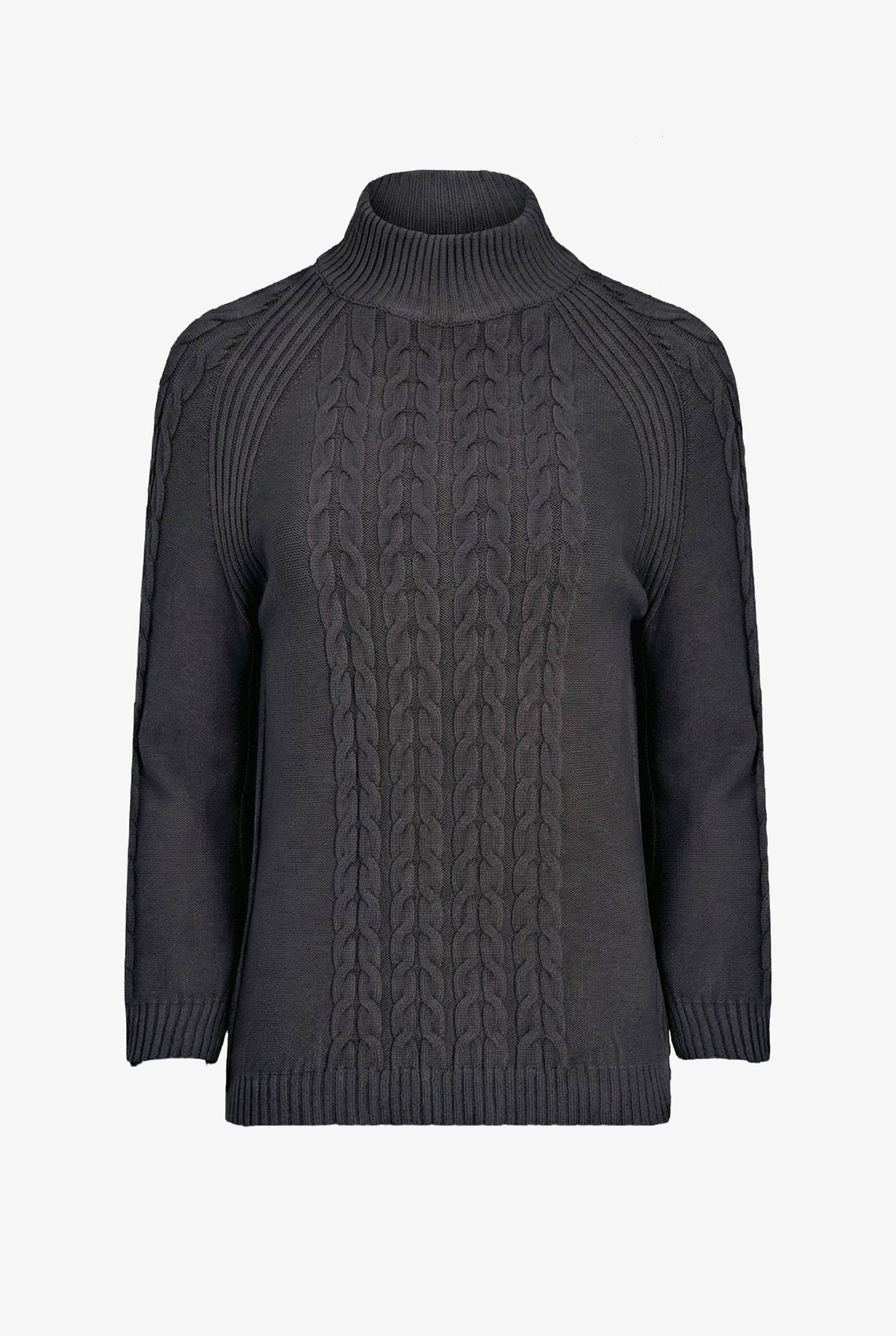 Women's Cable-Knit Mock-Neck Sweater with Long Raglan Sleeves