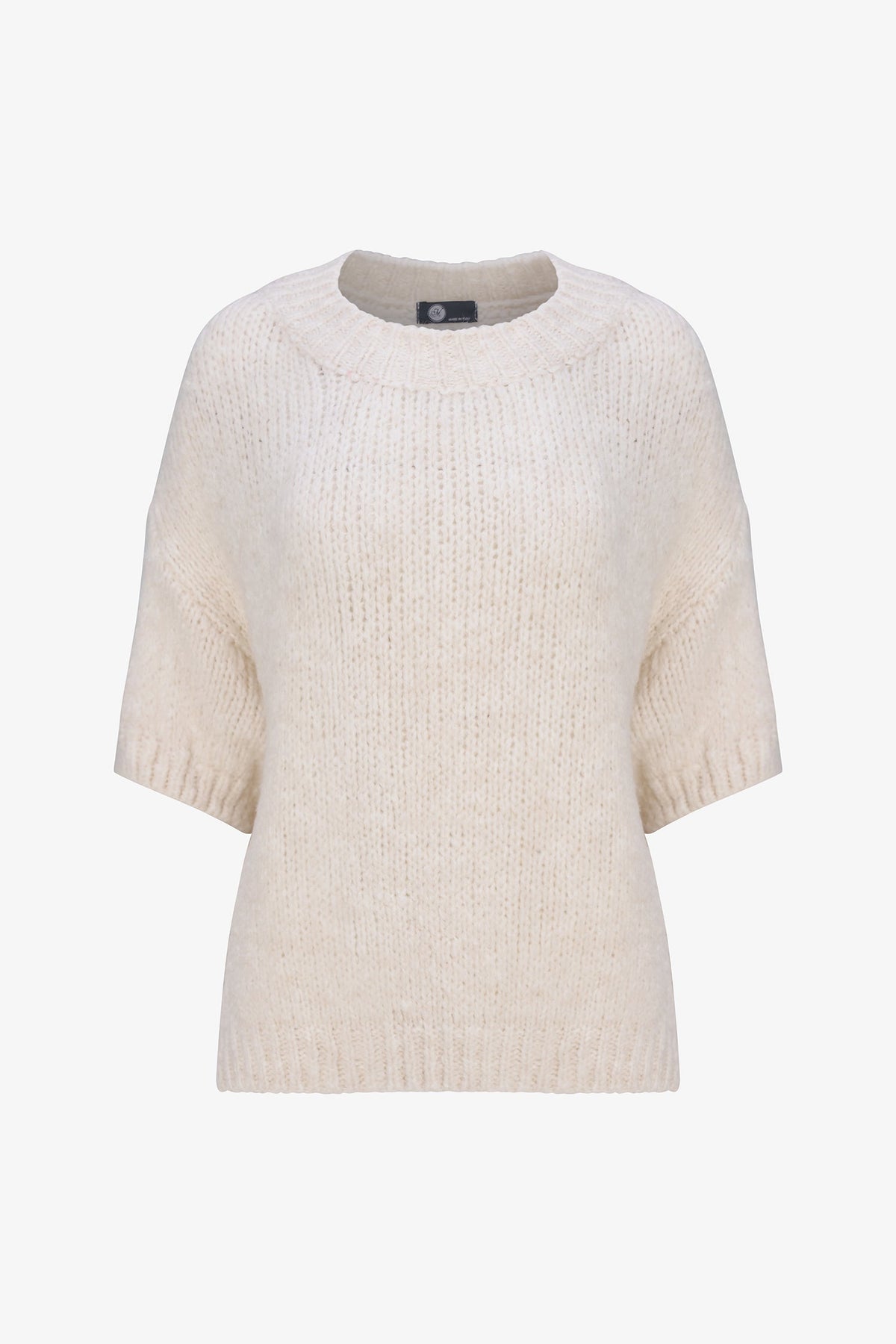 Women's Knit Crew-Neck Sweater with Elbow-Length Sleeves