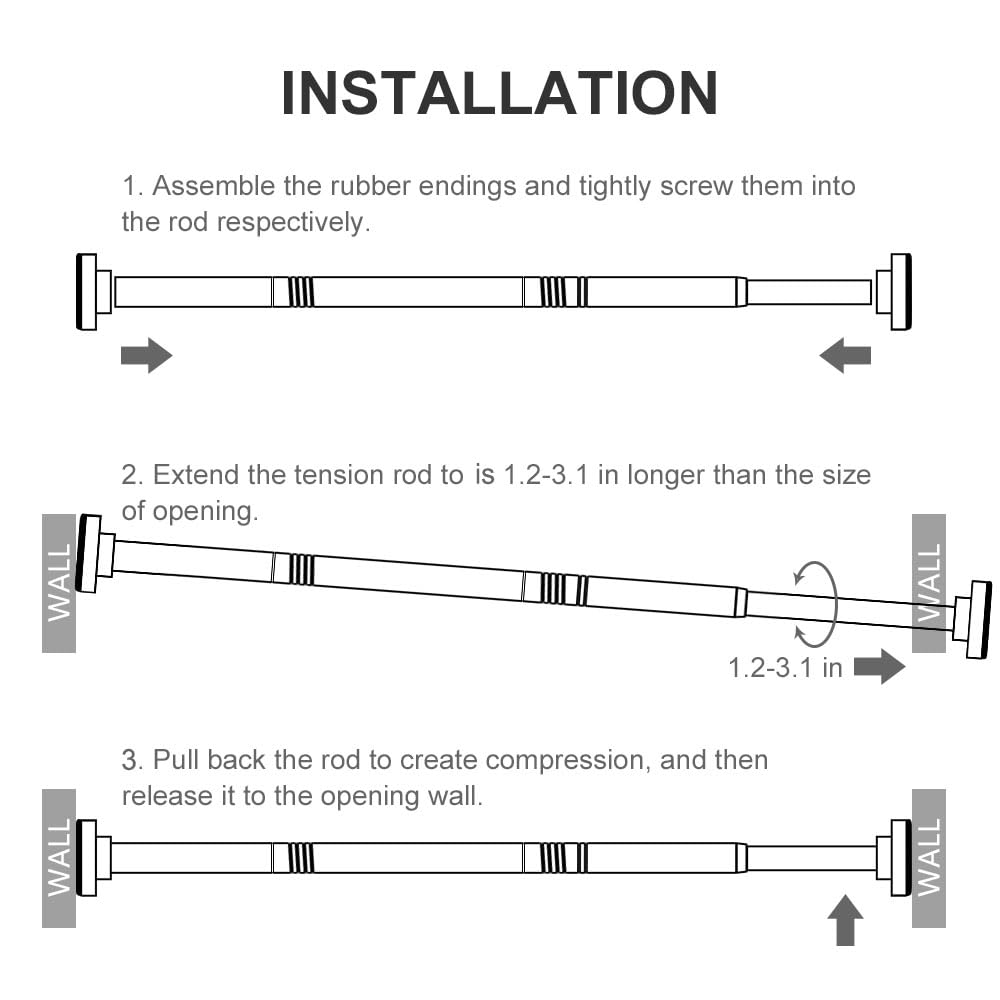 Ausemku Shower Curtain Rod Tension - 32-80 Inch Never Rust Non-Slip Spring Tension Curtain Rod No Drilling Stainless Steel Curtain Rod Use Bathroom Kitchen(Black) 🍁 All In One Marketplace Canada