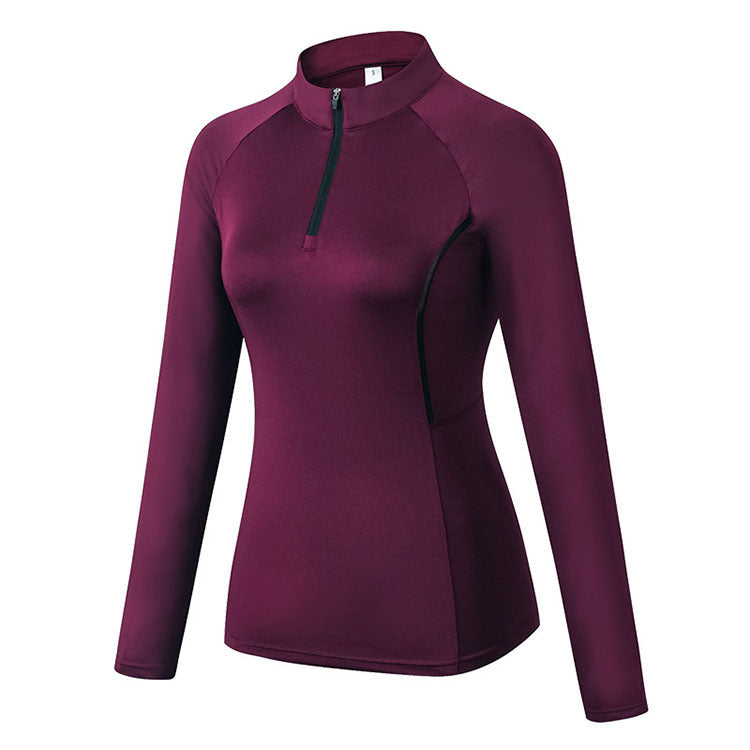 Women's Yoga Stand Collar Sweater – Long Sleeve Fitness Training Top
