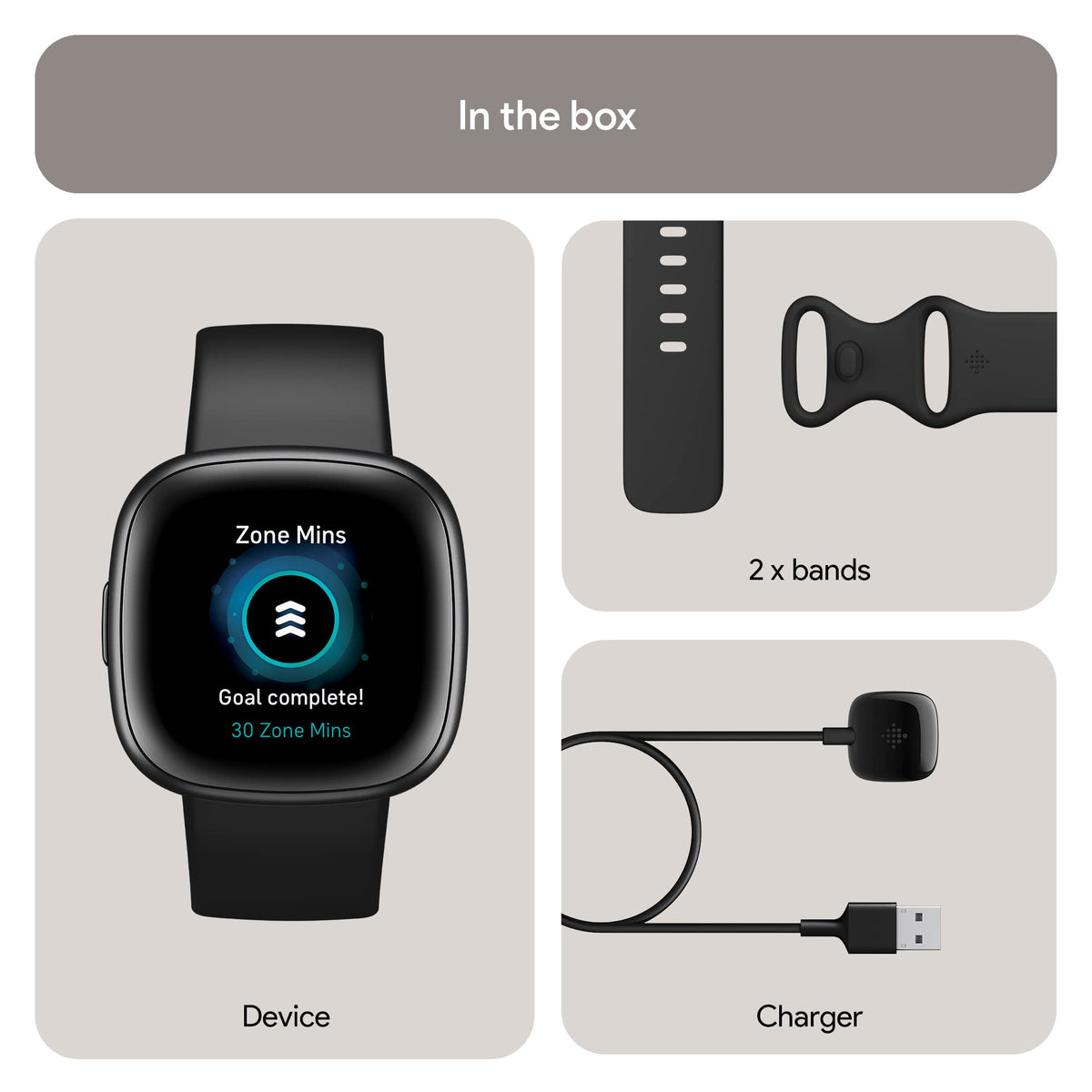 Google Fitbit Versa 4 Fitness Smart Watch for Men and Women with Daily Readiness, Gps, 24/7 Heart Rate, 40+ Exercise Modes, Sleep Tracking and More, Black/graphite, One Size (S and L Bands Included 🍁 All In One Marketplace Canada