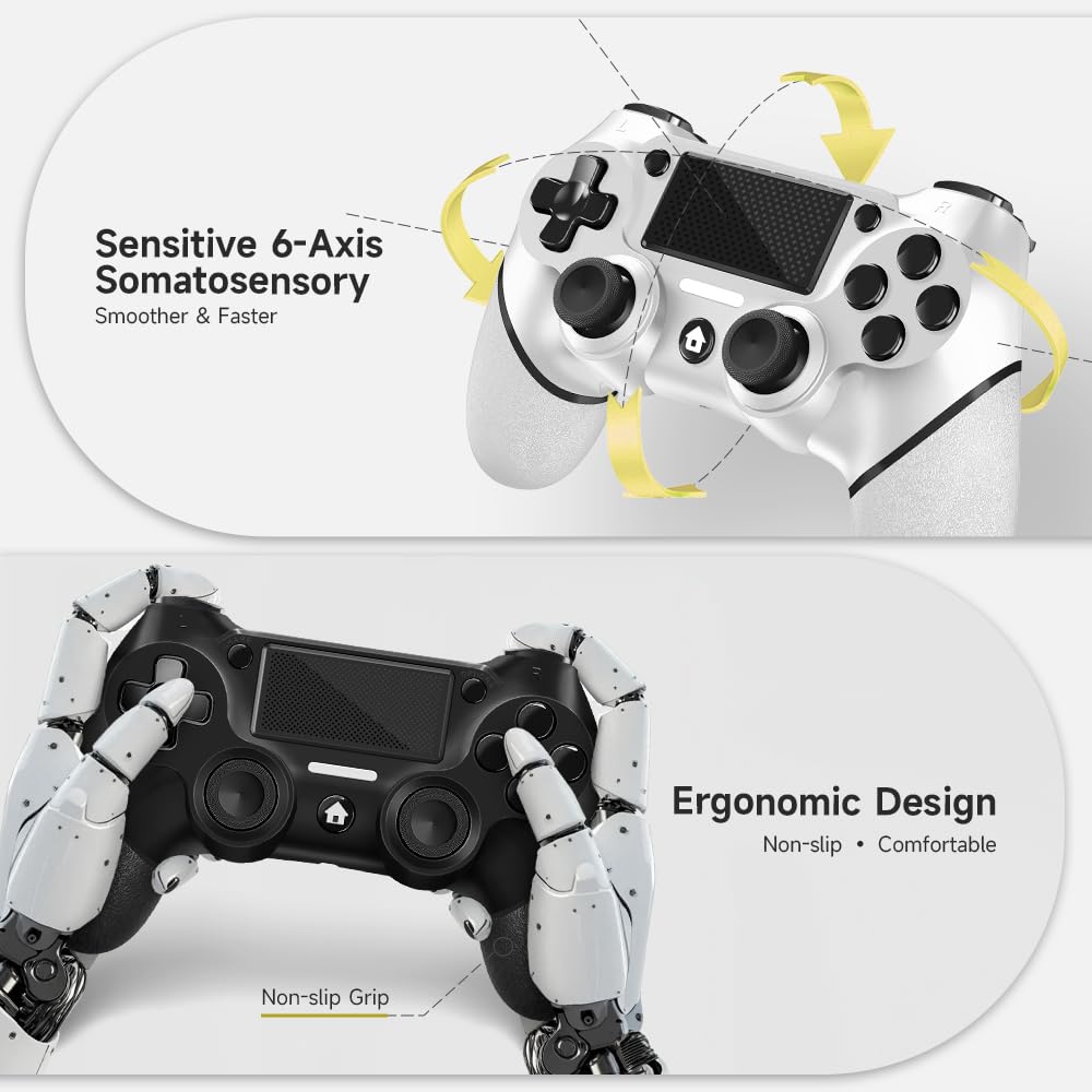 AceGamer 2 Pack for PS4 Controller, Wireless Controller for PS4/Slim/PC, with Non-Slip Grip of Both Sides and USB-C Cable! (Black and White) ๐ All In One Marketplace Canada