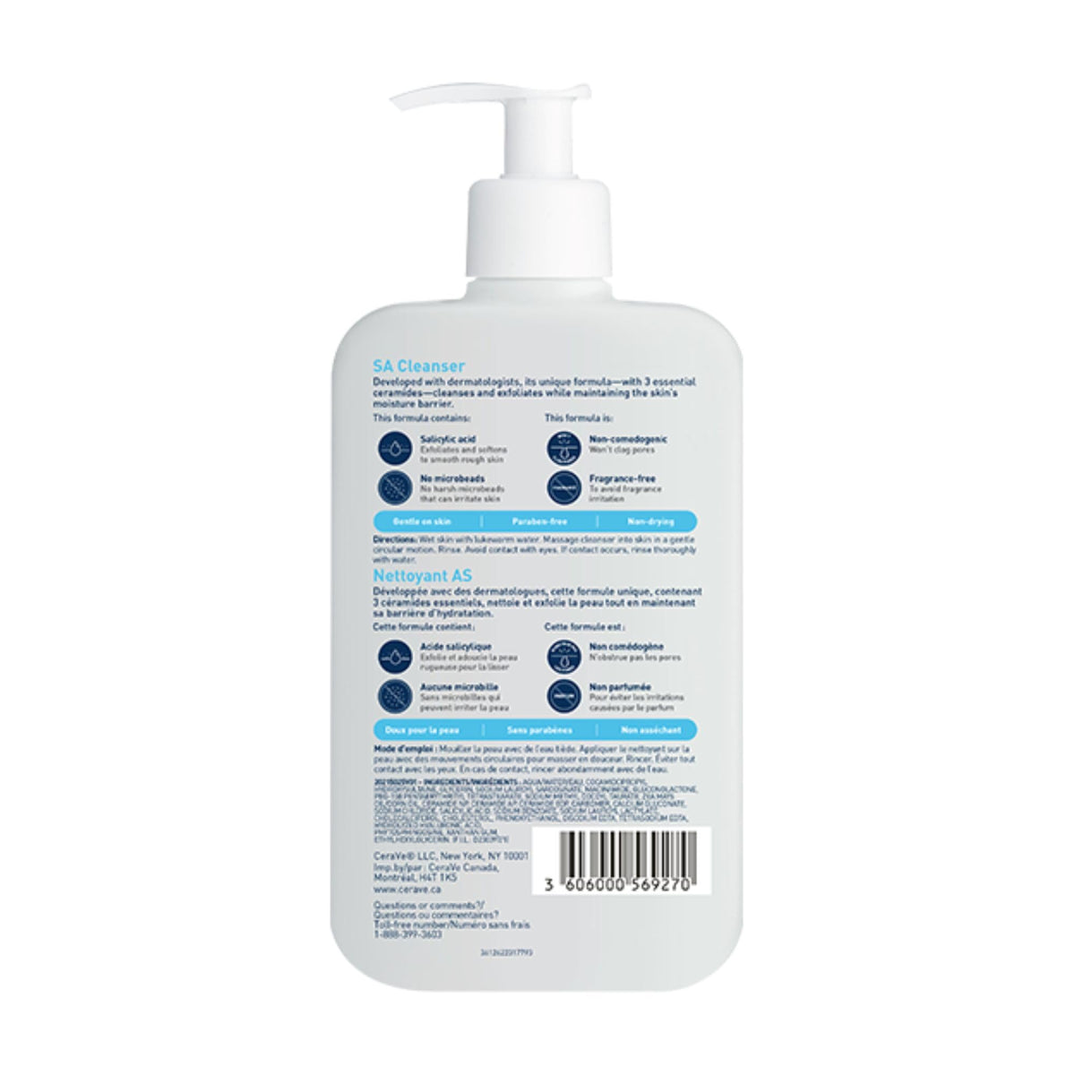 CeraVe Salicylic Acid Cleanser, Renewing Exfoliating Face Wash With Vitamin D for Normal Skin, Fragrance Free, Verified by CeraVe, 473ml 🍁 All In One Marketplace Canada