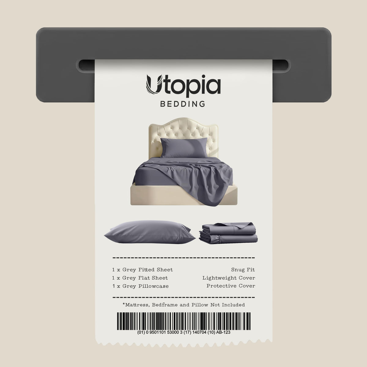 Utopia Bedding Twin/Single Bed Sheets - 3 Piece Twin Size Cooling Sheet Set - Hotel Luxury Soft Breathable Microfiber, Oeko-TEX, Deep Pocket Easy Fit & Care, Fade & Wrinkle Resistant, Grey 🍁 All In One Marketplace Canada