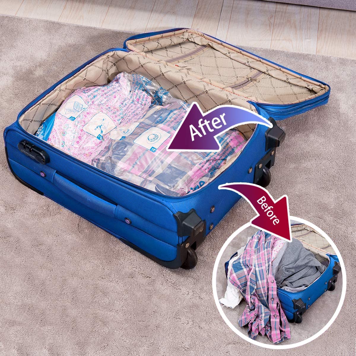 Vacuum Storage Bags 7 Jumbo, Space Saver Sealer Bags,Plastic Packaging Bags,Compression Bags for Clothes, Pillows, Comforters, Blankets, Bedding 🍁 All In One Marketplace Canada