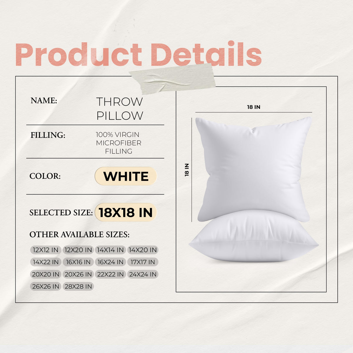 Utopia Bedding Throw Pillows Insert (Pack of 2, White) - 18 x 18 Inches Bed and Couch Pillows - Indoor Decorative Pillow 🍁 All In One Marketplace Canada