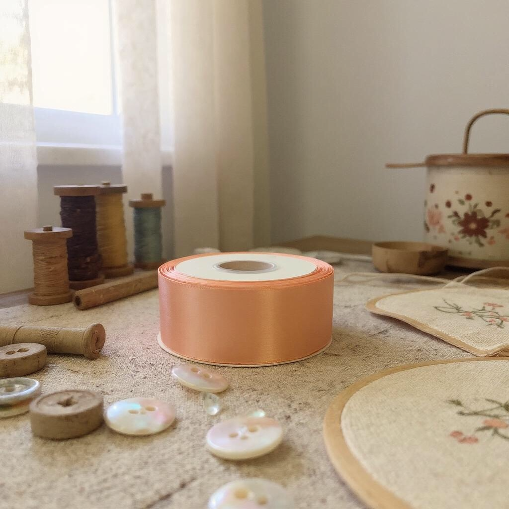 Satin Ribbon Double Face-Peach #720- 3.8 cm Wide