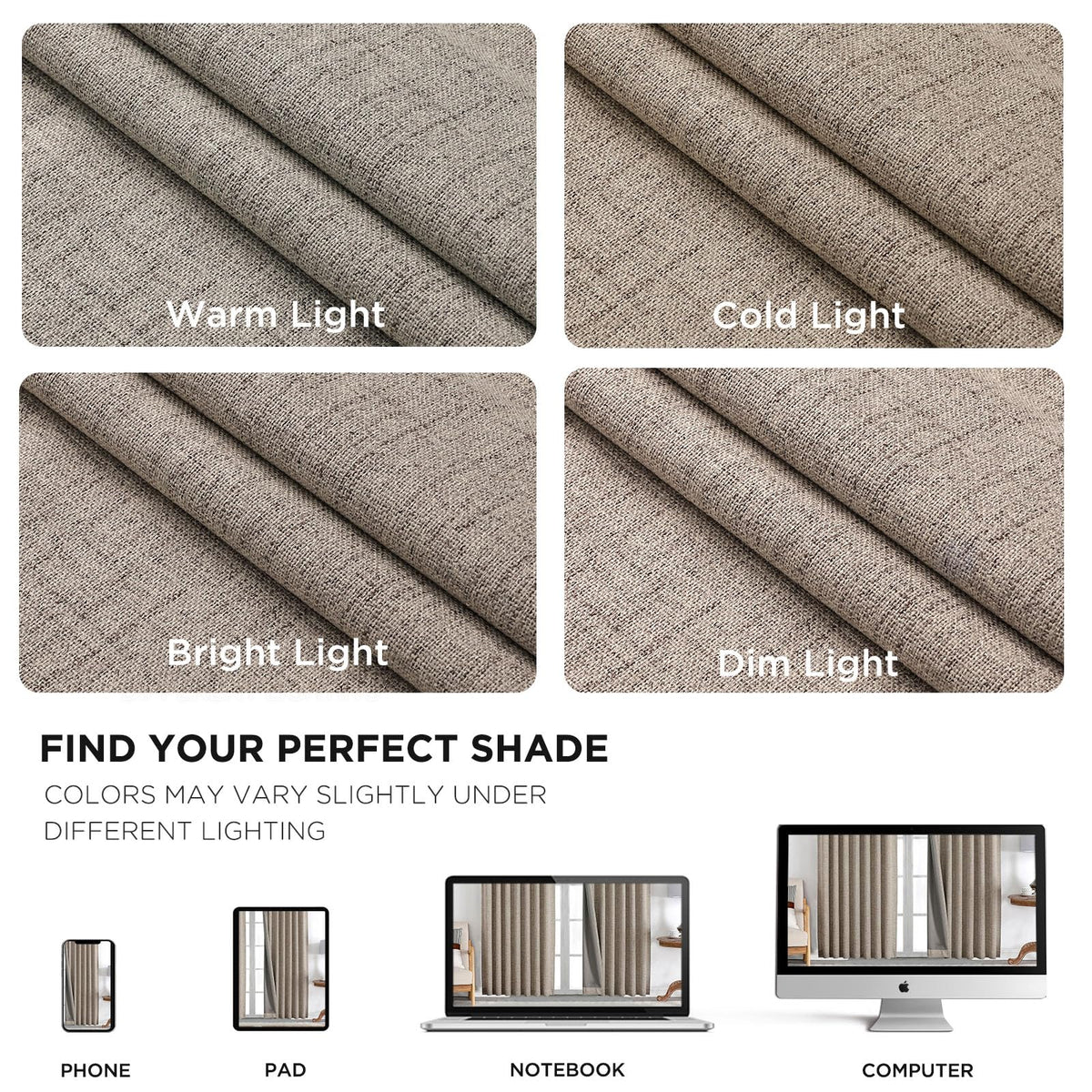 Joydeco Blackout Curtains 2 Panels - Natural Linen Curtains 84 Inch Long, Thermal Insulated Linen Light Blocking Drapes, Rod Pocket & Back Tabs, Darkening Privacy for Living Room Bedroom 🍁 All In One Marketplace Canada