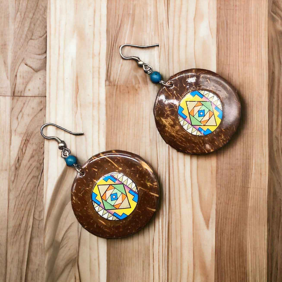 OLDTRIBES™ Wood Painted Purple Round Earrings