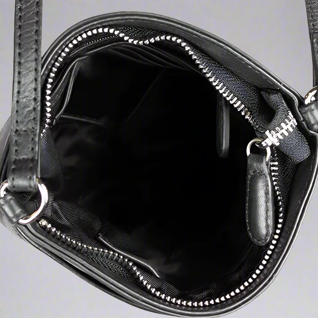 MET Women's Leather 3 Pocket Crossbody Bag