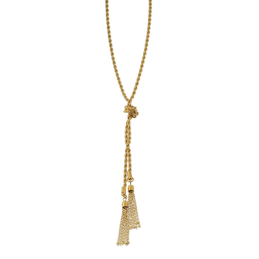PIO Gold: Rope Chain Tassel Y-Necklace for Women – Adjustable Dainty Lariat Drop Statement Jewelry Perfect for Layering