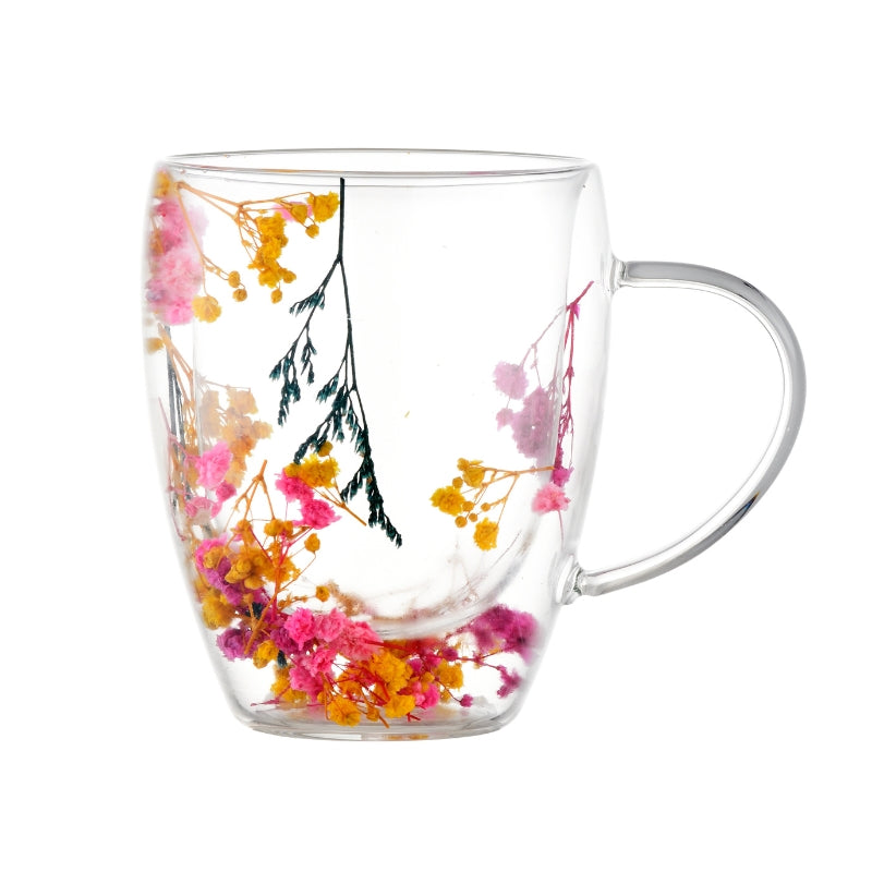 Coffee Cup Double-Walled with Floral Design 12 Oz - 1Piece