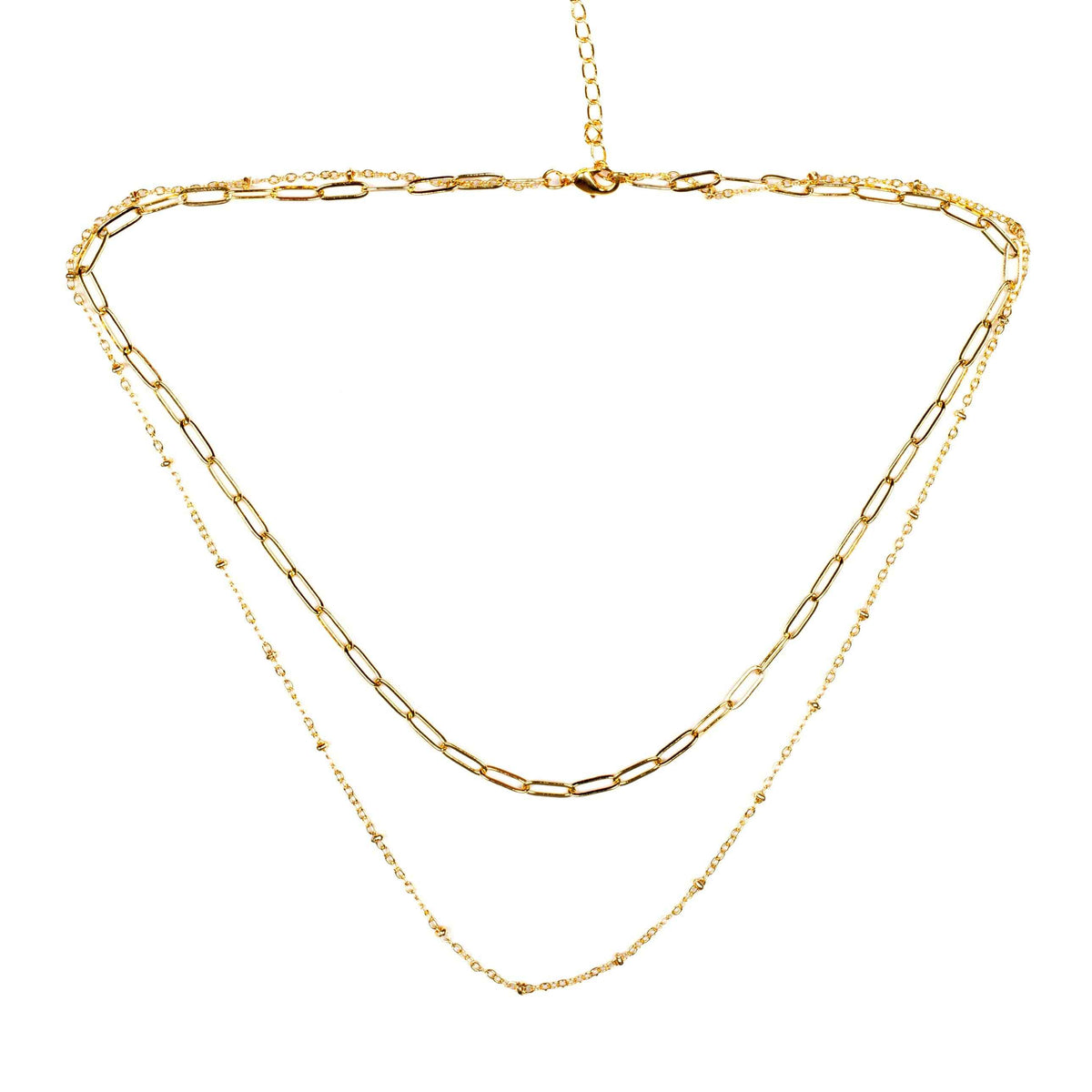 Double Chain Necklace- Gold Plate
