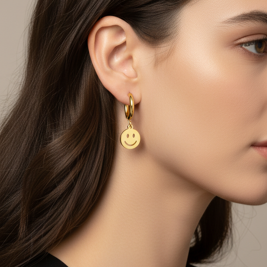 Happy Face Circle Studs