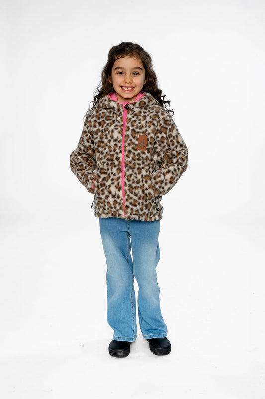 Reversible Mid-Season Jacket Pink And Leopard
