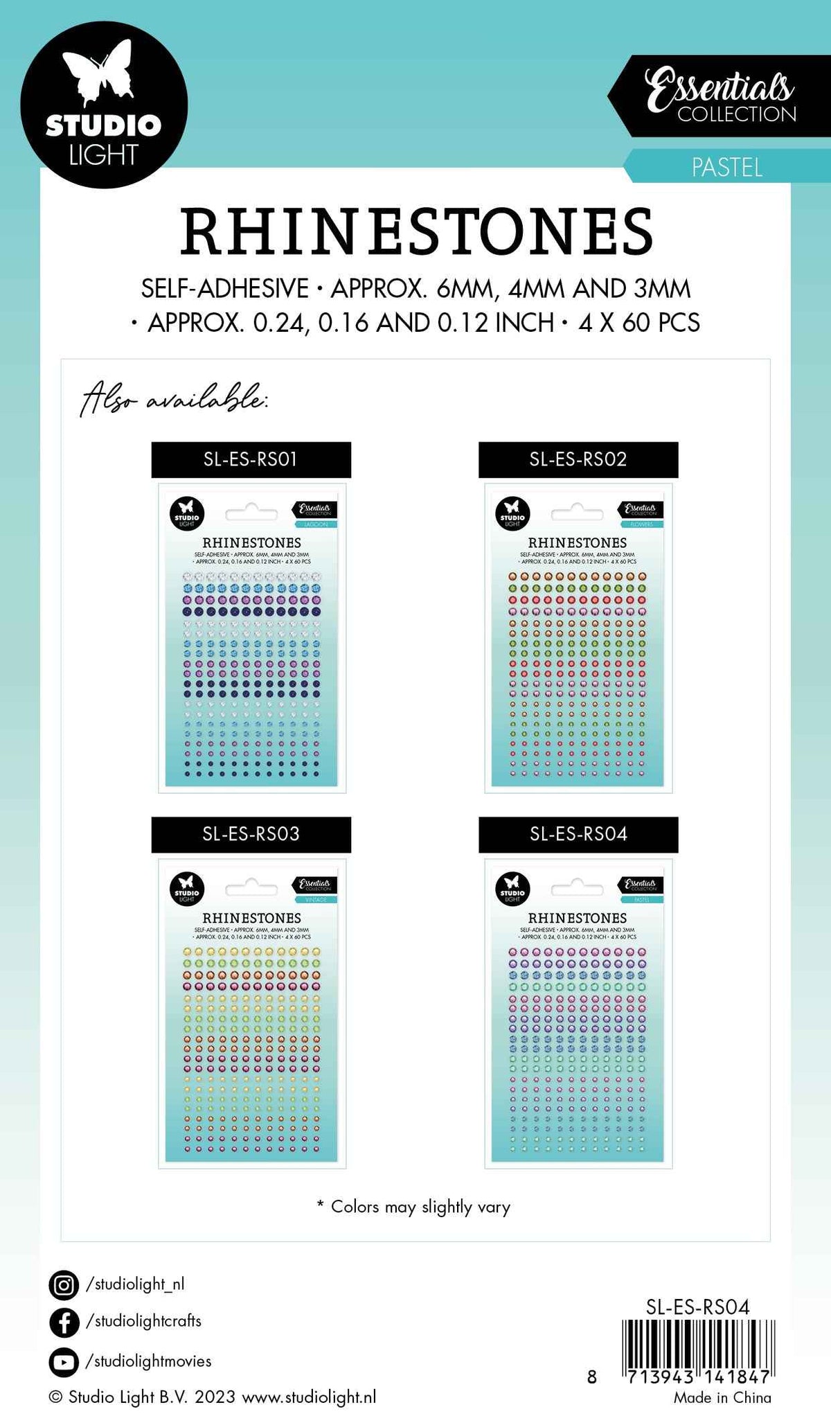 SL Self-Adhesive Rhinestones Pastel Essentials 105x180x4mm 240 PC nr.04