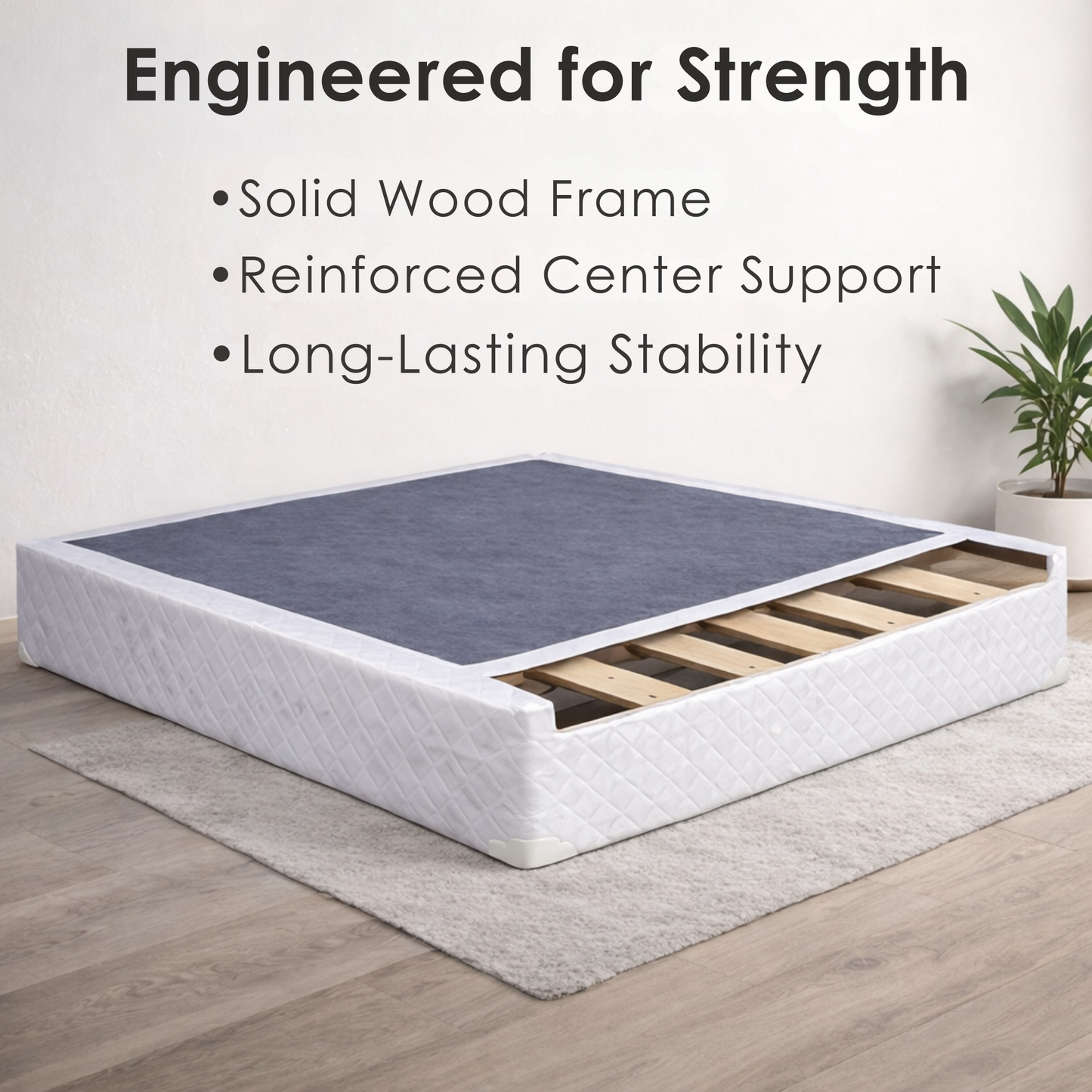 UltraFlex® Premium Solid Wood Box Spring Mattress Foundation 4" Low Profile - Twin, Double, Queen, King | Premium Heavy Duty Mattress Base, No Assembly Required, Compatible with All Mattress Types- Made in Canada