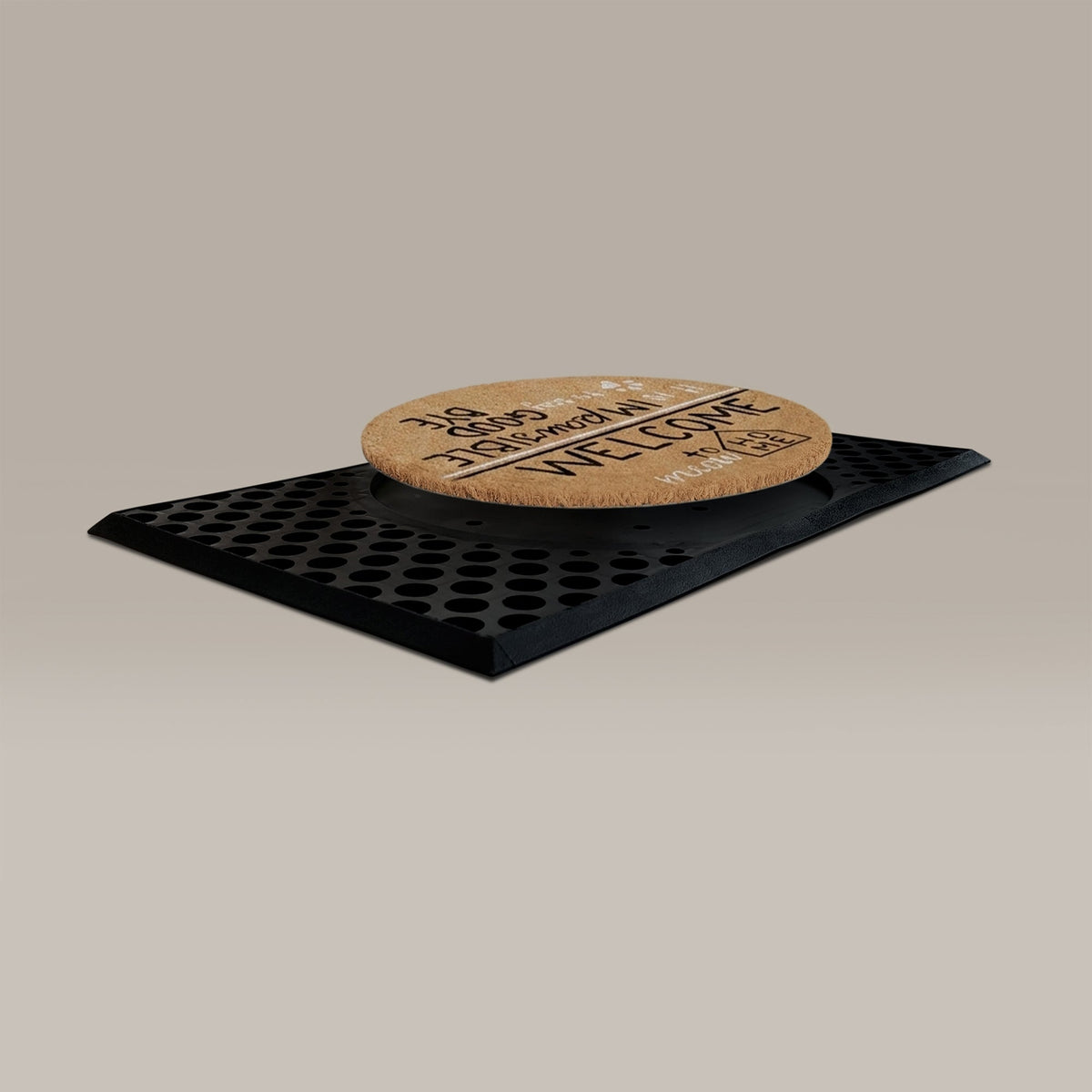 hello/goodbye round doormat set