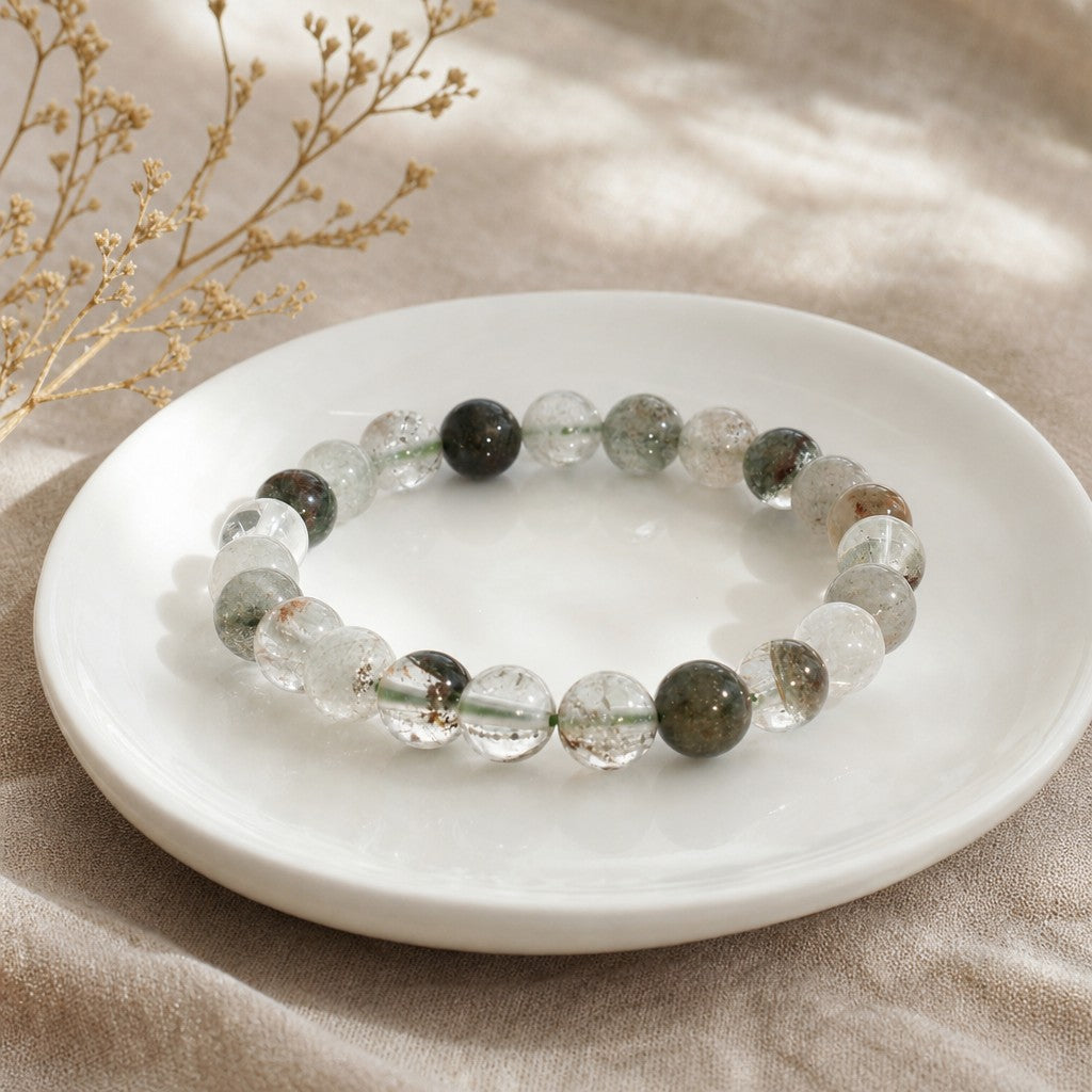 Phantom Quartz Green Round Bracelet - 8mm