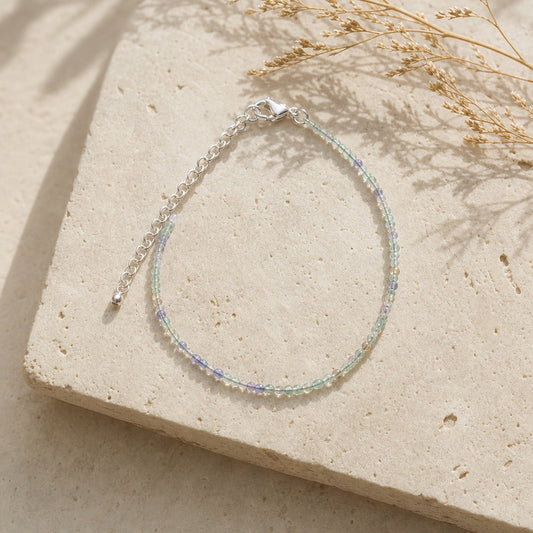 Purple and Green Fluorite Bracelet - 2-3mm