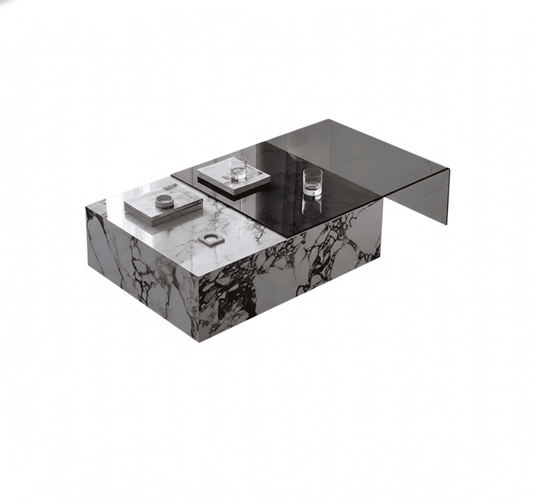 Rimini Dual-Surface Marble and Glass Table