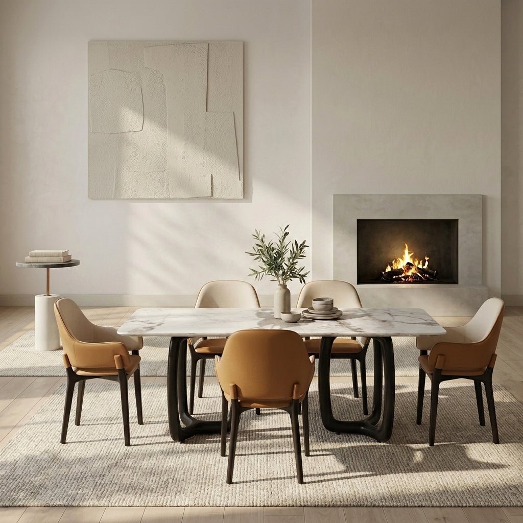 Smoky Black Ash Wood Dining Set with 4 or 6 Chairs