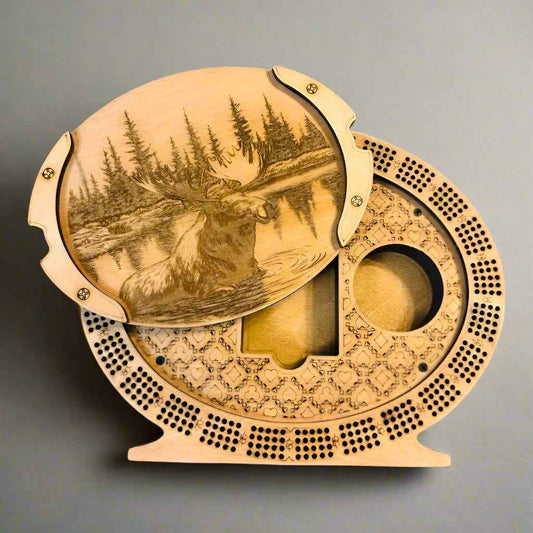 Personalized 4-Track Cribbage Board – Handcrafted, Custom Engraved & Stand-Up Display