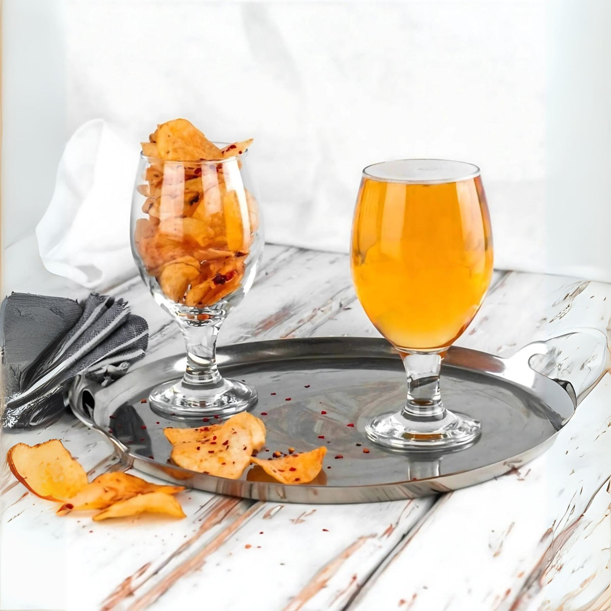 Footed Beer Goblet Glasses 14 Oz - LAV MISKET - Set of 6
