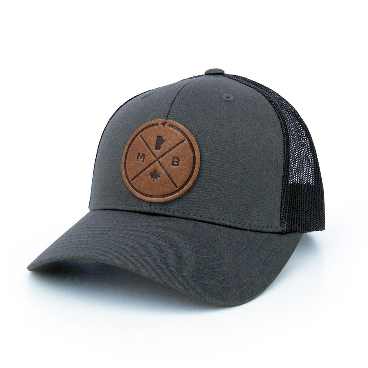 Manitoba Compass Leather Patch Trucker Hat