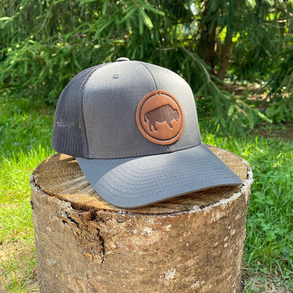 Bison Leather Patch Trucker Hat