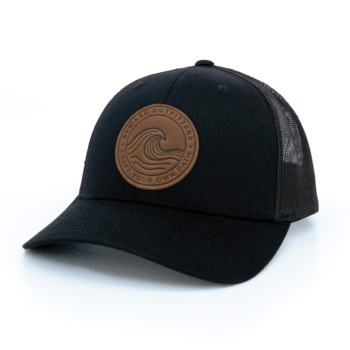 Rolling Wave Leather Patch Trucker Hat