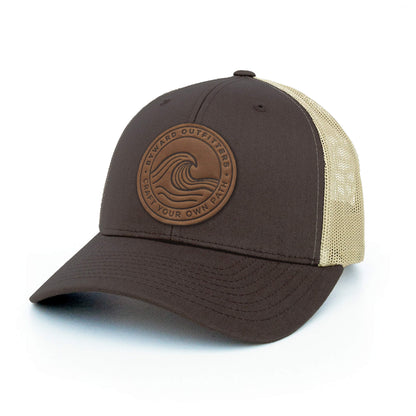 Rolling Wave Leather Patch Trucker Hat