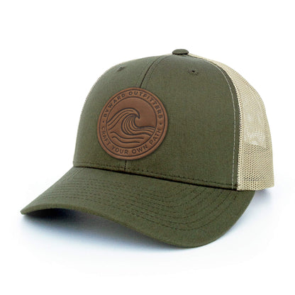 Rolling Wave Leather Patch Trucker Hat