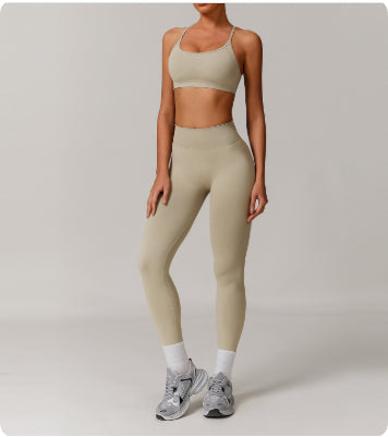 Women’s Seamless Beauty-Back Yoga Set – Quick-Dry Tight Running & Workout Activewear