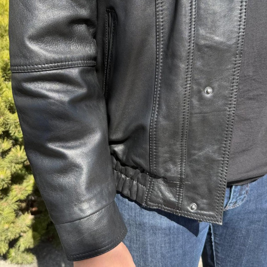 BOL Men's Double Collar Leather Bomber Jacket