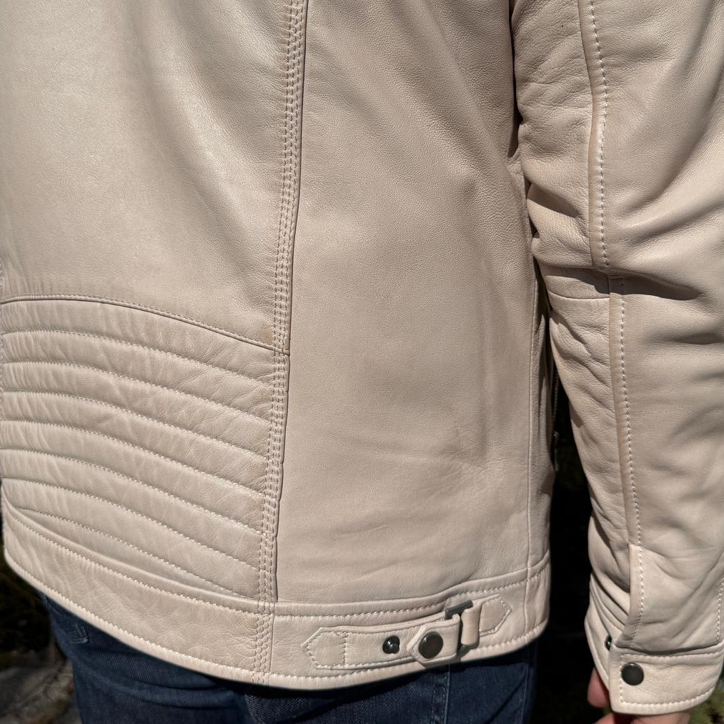 Men’s Hooded Leather Jacket. Sheep Leather Jacket with Removable Hood