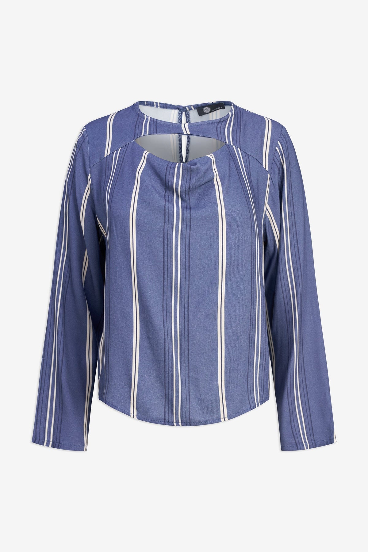 Women's Printed Woven Top with Long Sleeves & Chest Cutout Detail
