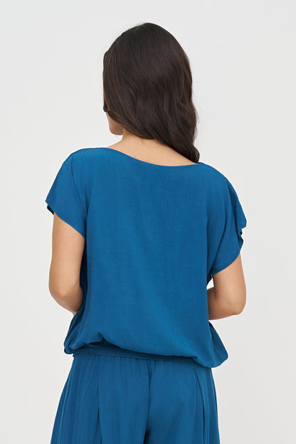 Women's Woven Boat-Neck Top